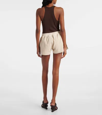 Rick Owens Womens Dinge Fog Contrast-panel Leather Boxer Shorts