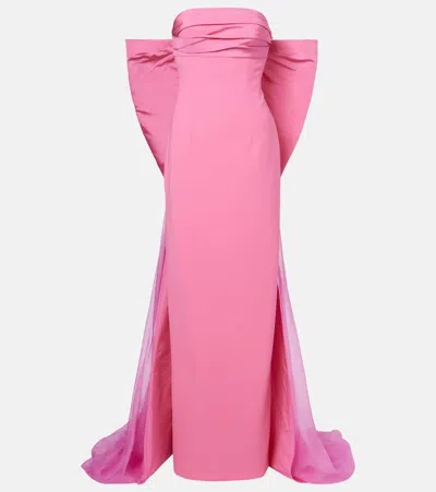 Carolina Herrera Silk Bow-train Colum Gown In Pink
