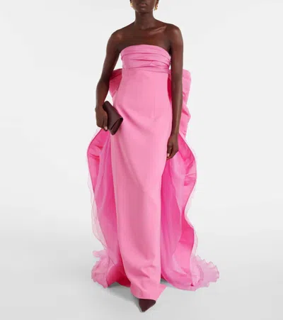 Carolina Herrera Silk Bow-train Colum Gown In Pink