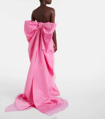 Carolina Herrera Silk Bow-train Colum Gown In Pink