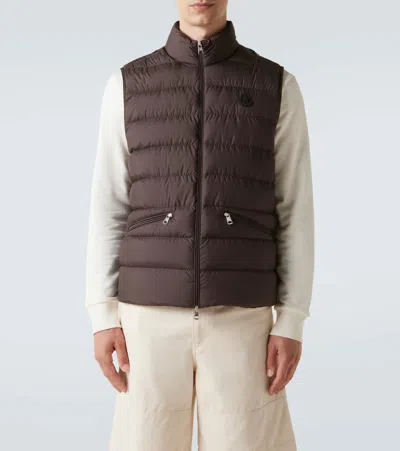 Moncler Treompan Down Vest In Brown