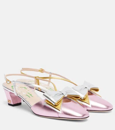 Valentino Pink Bowow Slingback Pumps In Pink