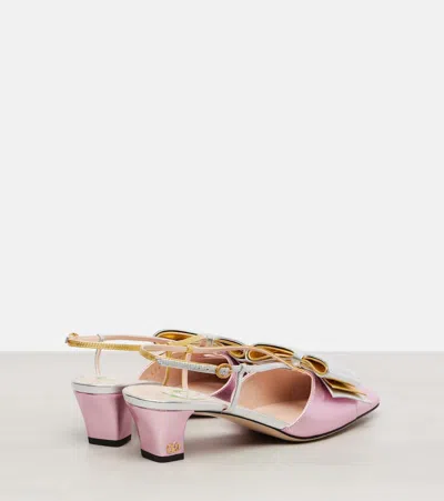 Valentino Pink Bowow Slingback Pumps In Pink