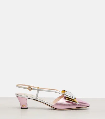 Valentino Pink Bowow Slingback Pumps In Pink