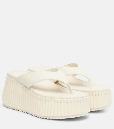 Chloé Nama 80 Leather Platform Thong Sandals