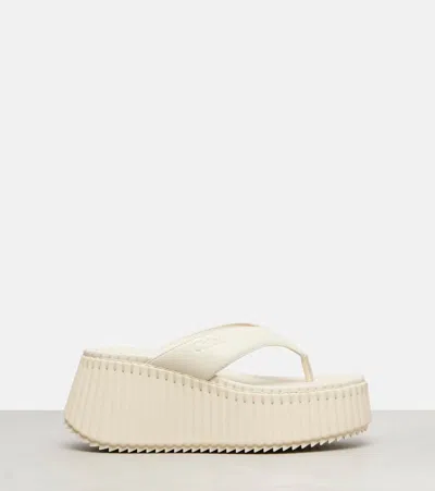 Chloé Nama 80 Leather Platform Thong Sandals