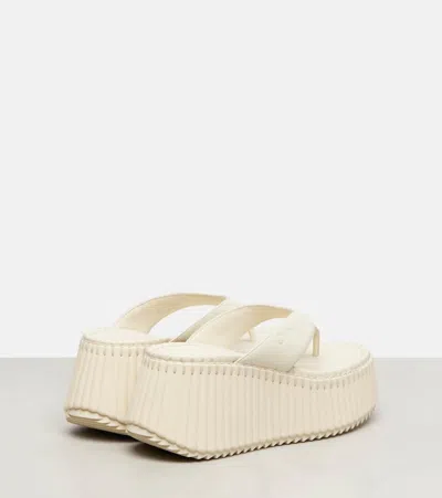 Chloé Nama 80 Leather Platform Thong Sandals