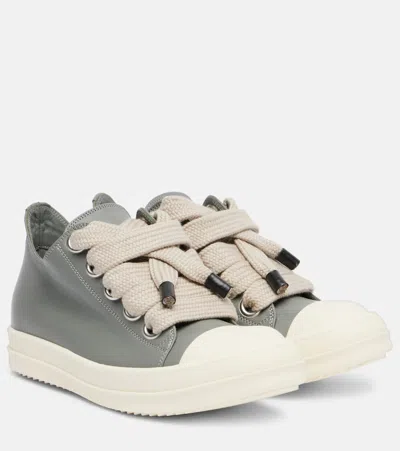 Rick Owens Jumbolace Leather Sneakers In Gray