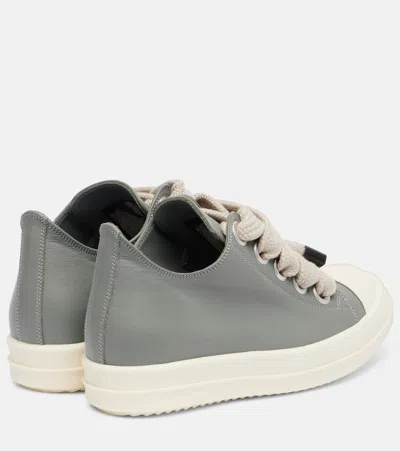 Rick Owens Jumbolace Leather Sneakers In Gray