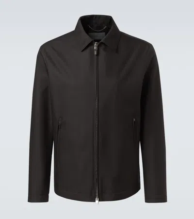 Canali Leather-trimmed Blouson Jacket In Black