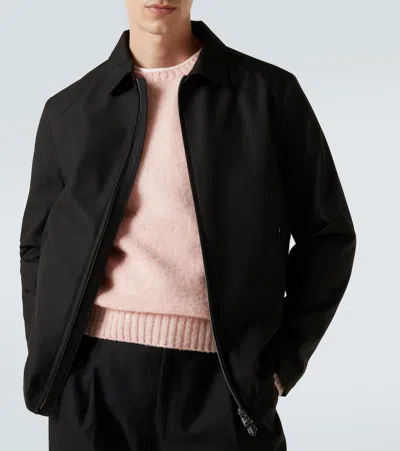 Canali Leather-trimmed Blouson Jacket In Black