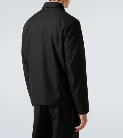 Canali Leather-trimmed Blouson Jacket In Black