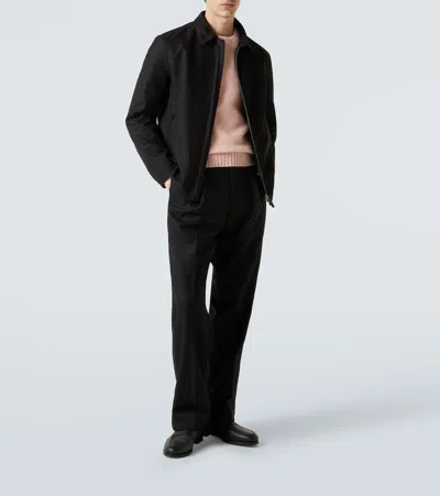 Canali Leather-trimmed Blouson Jacket In Black