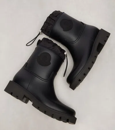 Moncler Kickstream Rubber Wellington Ankle Boots In Black