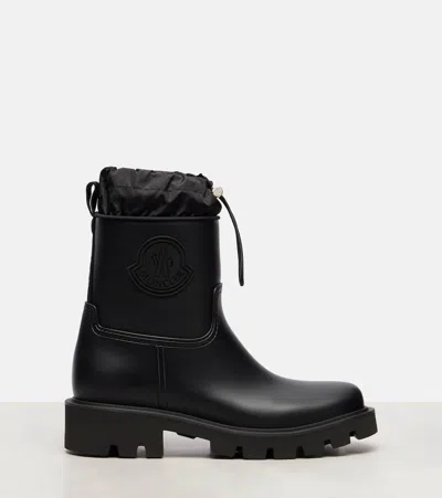 Moncler Kickstream Rubber Wellington Ankle Boots In Black