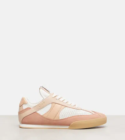 Chloé Kick Leather And Suede-trimmed Mesh Sneakers