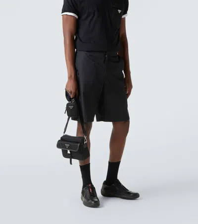 RE-NYLON皮革边饰单肩包