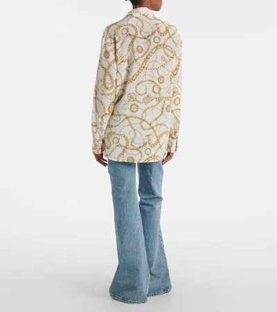 Balmain Logo Printed Silk Shirt In Neutral