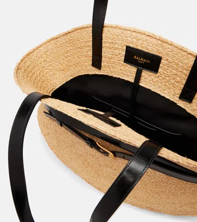 Balmain Shuffle Medium Raffia Tote Bag