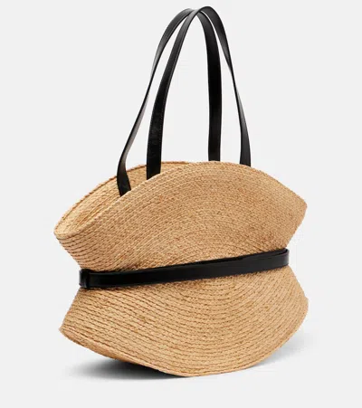Balmain Shuffle Medium Raffia Tote Bag