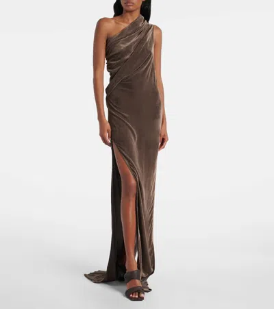Rick Owens Athena Arrowhead One-shoulder Gown In Black