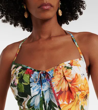 Dolce & Gabbana Floral Cotton Poplin Top In Multi