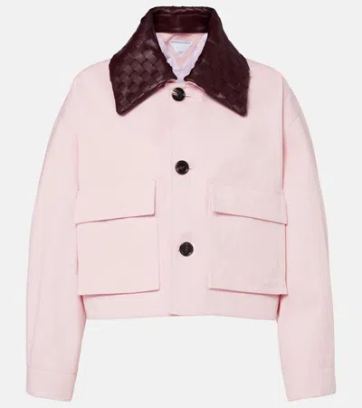 Bottega Veneta Cropped Leather-trimmed Cotton Twill Jacket
