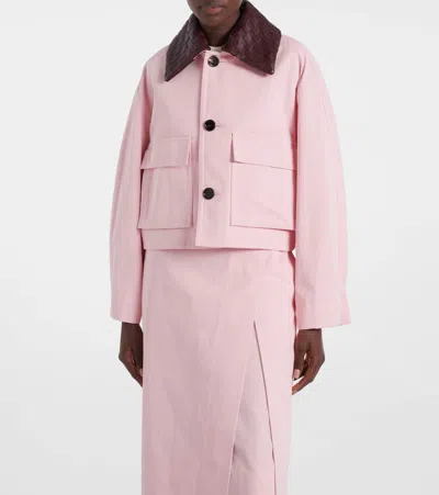 Bottega Veneta Cropped Leather-trimmed Cotton Twill Jacket