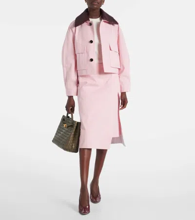 Bottega Veneta Cropped Leather-trimmed Cotton Twill Jacket