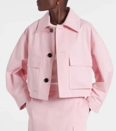 Bottega Veneta Cropped Leather-trimmed Cotton Twill Jacket