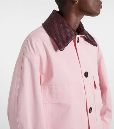 Bottega Veneta Cropped Leather-trimmed Cotton Twill Jacket