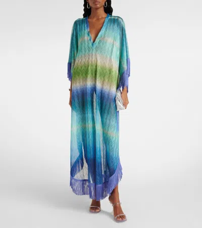 Missoni Zig Zag Fringed Crochet Lamé Kaftan