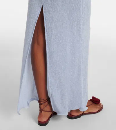 Magda Butrym Floral-appliqué Ruffled Maxi Dress In Blue