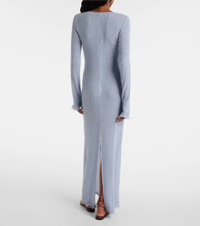 Magda Butrym Floral-appliqué Ruffled Maxi Dress In Blue
