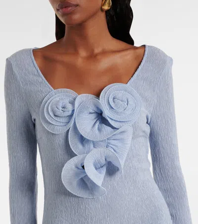 Magda Butrym Floral-appliqué Ruffled Maxi Dress In Blue