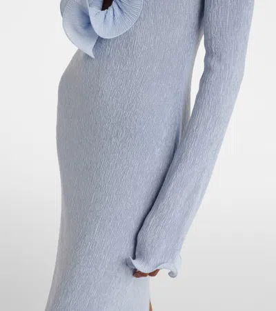 Magda Butrym Floral-appliqué Ruffled Maxi Dress In Blue