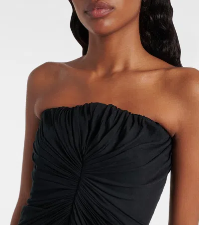 Rick Owens Radiance Gathered Cotton Bustier Gown In Black