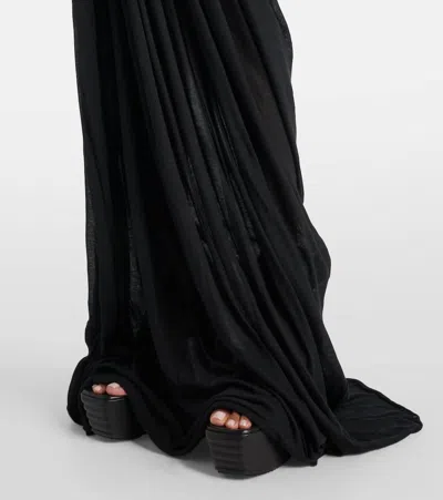 Rick Owens Radiance Gathered Cotton Bustier Gown In Black