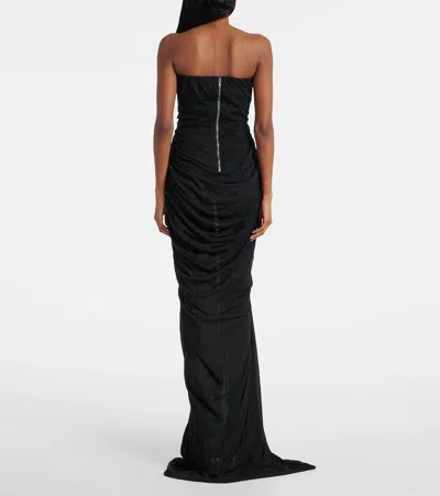 Rick Owens Radiance Gathered Cotton Bustier Gown In Black