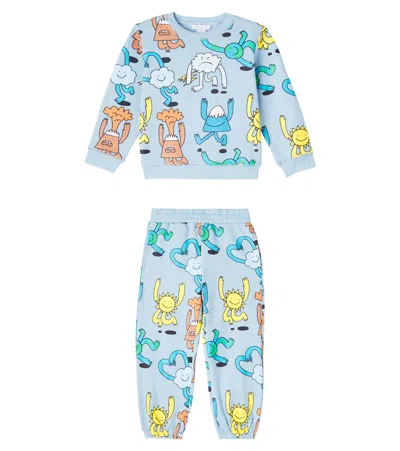 Stella Mccartney Baby Earth Cotton Fleece Tracksuit In Blue