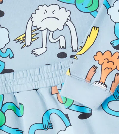 Stella Mccartney Baby Earth Cotton Fleece Tracksuit In Blue