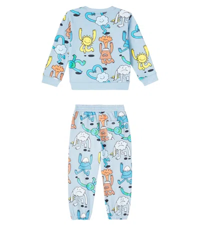 Stella Mccartney Baby Earth Cotton Fleece Tracksuit In Blue