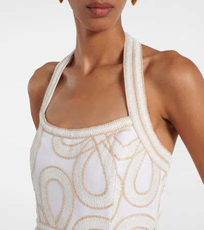 Rebecca Vallance Irena Embroidered Halterneck Midi Dress In Multi