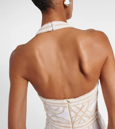 Rebecca Vallance Irena Embroidered Halterneck Midi Dress In Multi