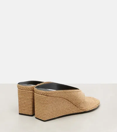 Alaïa Cube 75 Woven Wedge Thong Sandals In Neutral