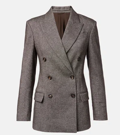 Brunello Cucinelli Wool And Linen-blend Blazer In Brown