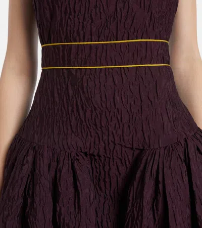 Roksanda Aya Smocked Cloque Midi Dress In Burgundy