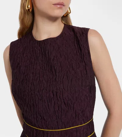 Roksanda Aya Smocked Cloque Midi Dress In Burgundy