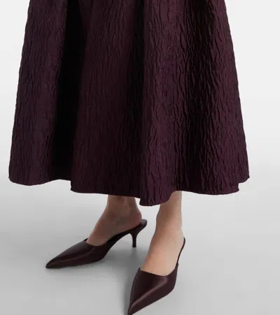 Roksanda Aya Smocked Cloque Midi Dress In Burgundy