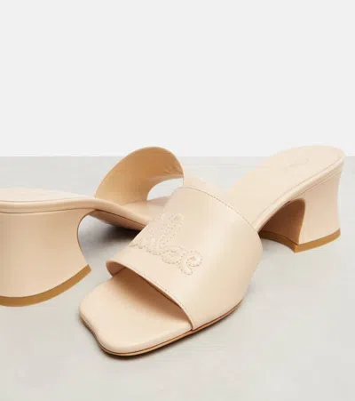 Chloé Soleil 55 Shiny Leather Mules In Neutral